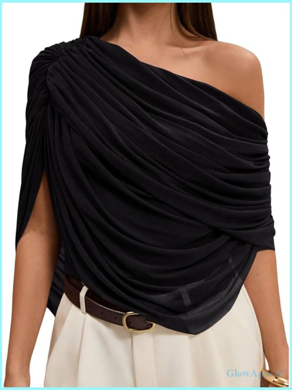 Off Shoulder Ruched Mesh Top Asymmetrical Short Sleeve T Shirt